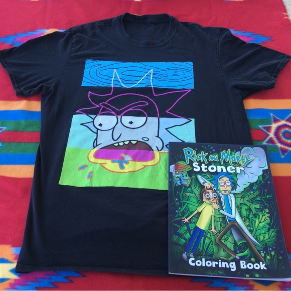 Rick and Morty Graphic Tshirt Size L+ RICK AND MORTY STONER COLORING BOOK - Picture 16 of 16